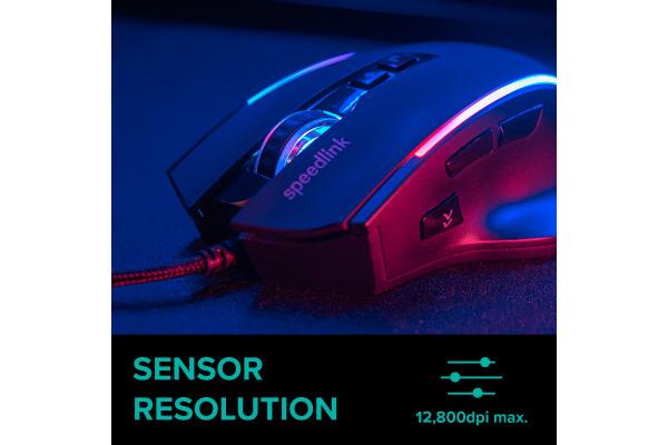 Produktbild Speedlink DECUS NX RGB Gaming Mouse, rubber-black (Kabelgebunden)