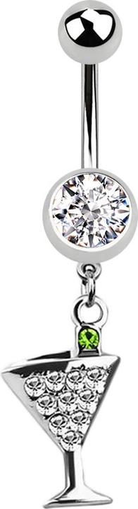 Immagine prodotto Star Piercing Banana in argento con ciondolo cocktail e cristallo in argento (senza ottone, Acciaio chirurgico 316L)