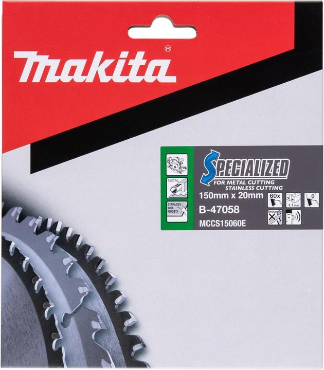 Actual product image Makita Circular saw blade for Inox Ø 150x20 x 60 teeth