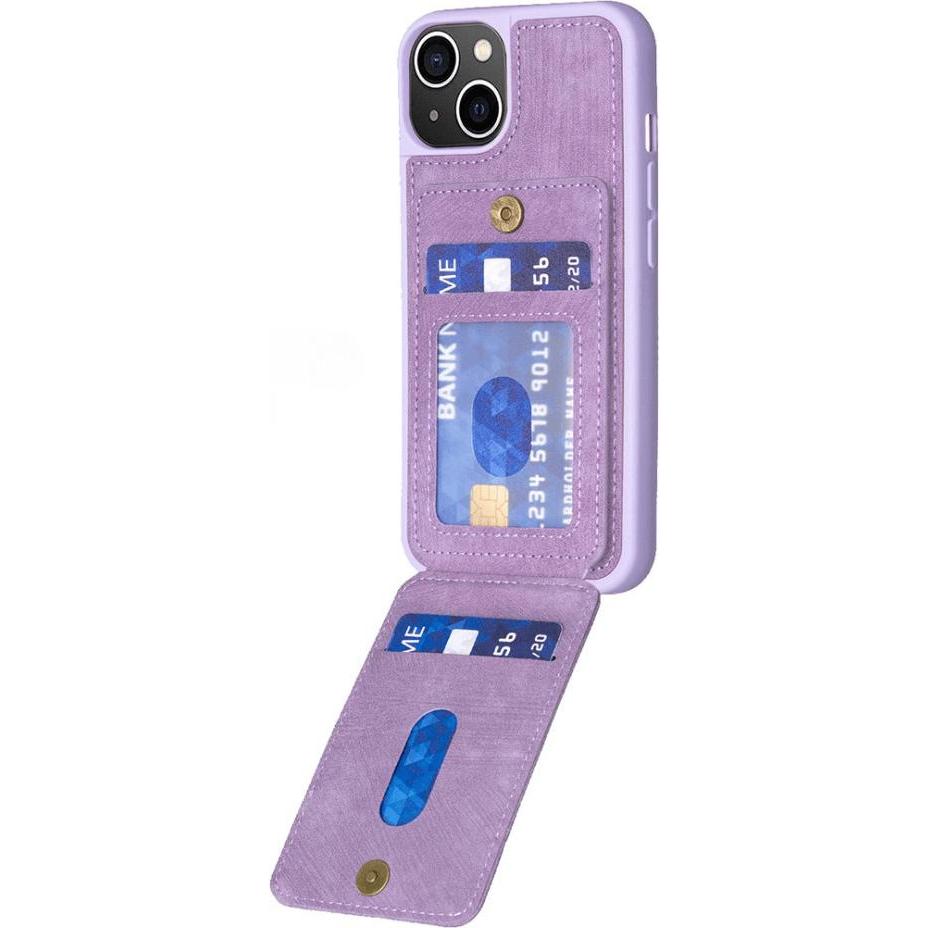 Thumbnail - Cover-Discount iPhone 15 - Kickstand Case mit Kartenfächer lila (Apple iPhone 15), Smartphone Hülle, Violett