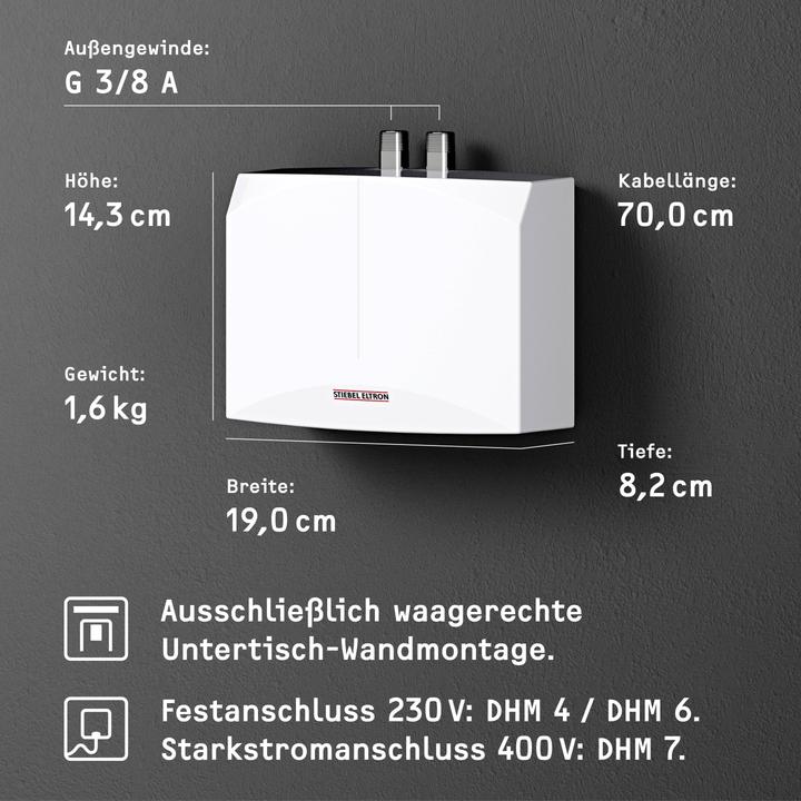 Immagine prodotto Stiebel Eltron DHM 6 Mini scaldacqua istantaneo solo per lavamani, 5,7 kW, senza spina, attacco fisso 230 V,VDE