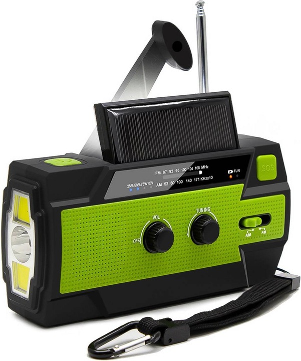 Actual product image Grafner Crank Radio Solar USB LED Battery Camping Survival Emergency Radio KR11064 (AM, FM)