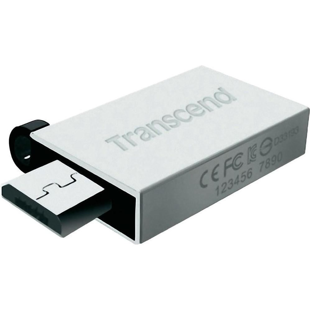 Thumbnail - Transcend Jetflash 380s (32 GB, USB-A, Micro USB, USB 2.0), USB Stick, Silber