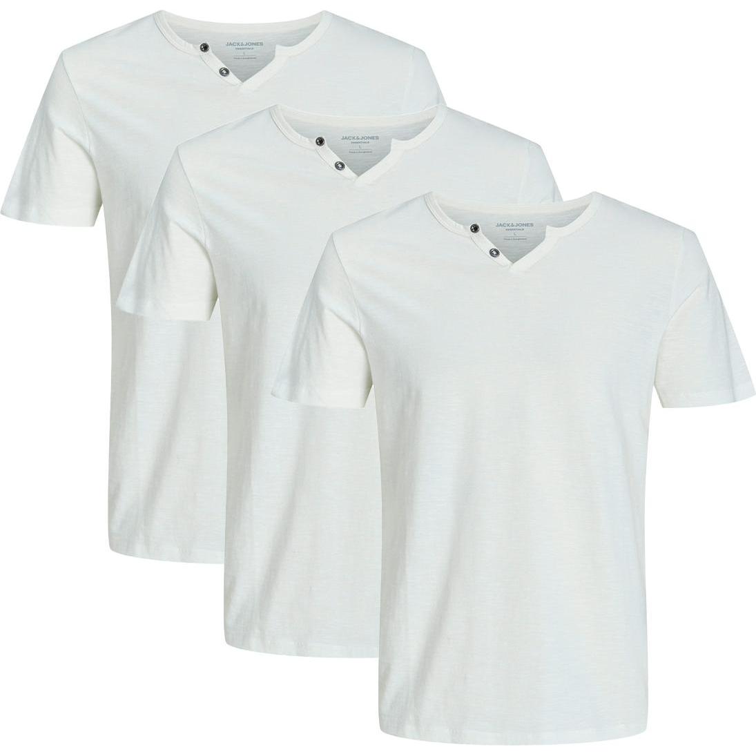 Jack & Jones, Herren, Shirt, 3er Pack Split T-Shirt, Weiss, (L)
