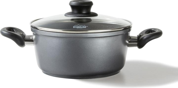 Actual product image Stoneline Cooking pot 24 cm, with glass lid, non-stick frying pot, induction and oven-safe (Pot, Cast aluminium, 24 x 11.50 cm)