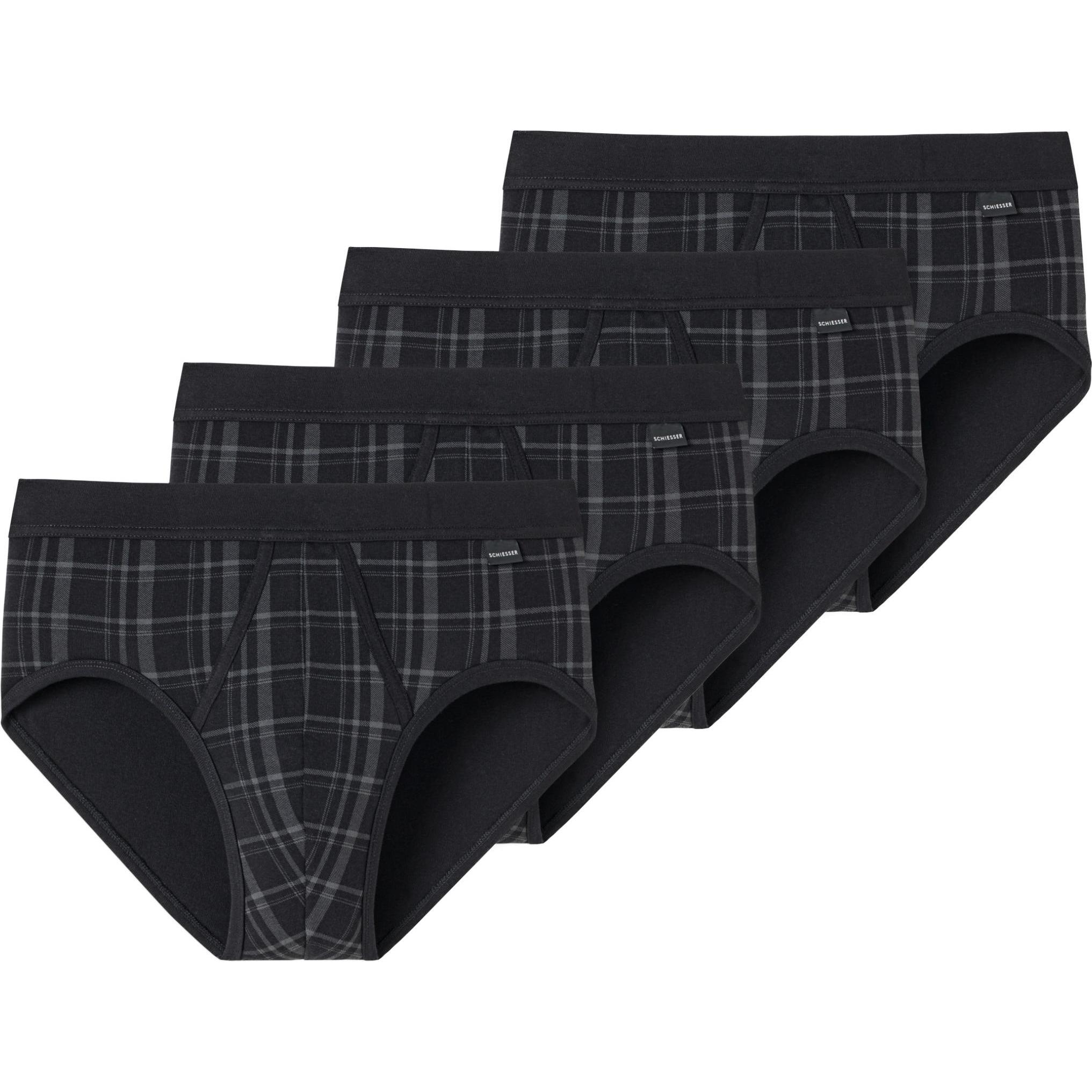 Schiesser, Herren, Unterhosen, 4er Pack Original Classics Feinripp Sportslip mit Eingriff, Schwarz, (L, 4er Pack)