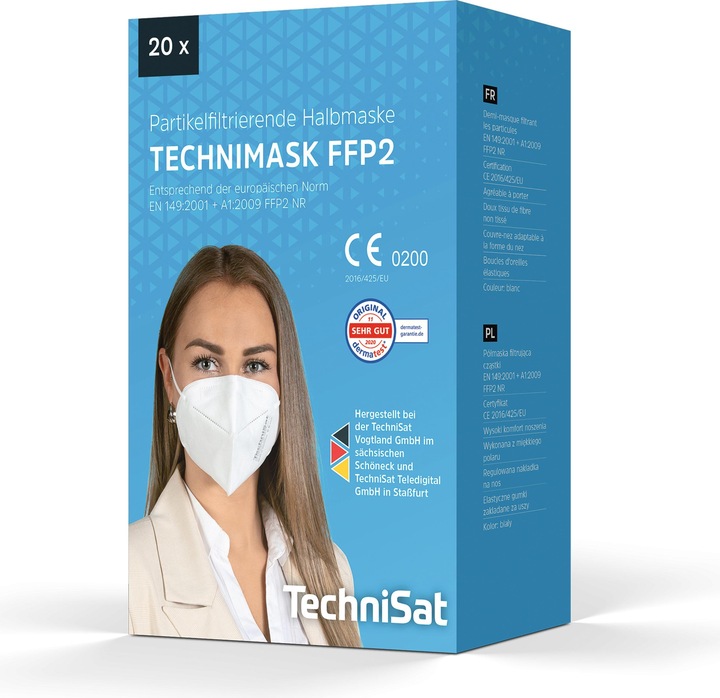 Actual product image TechniSat TECHNIMASK FFP2 mask (mouth and nose covering, 5-layer disposable mask made of high-quality (20 x)