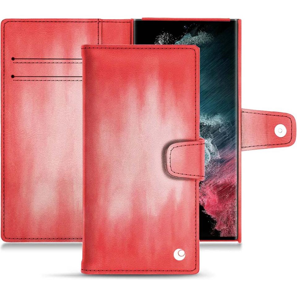 Noreve Lederschutzhülle Wallet (Samsung Galaxy S22 Ultra), Smartphone Hülle, Rosa