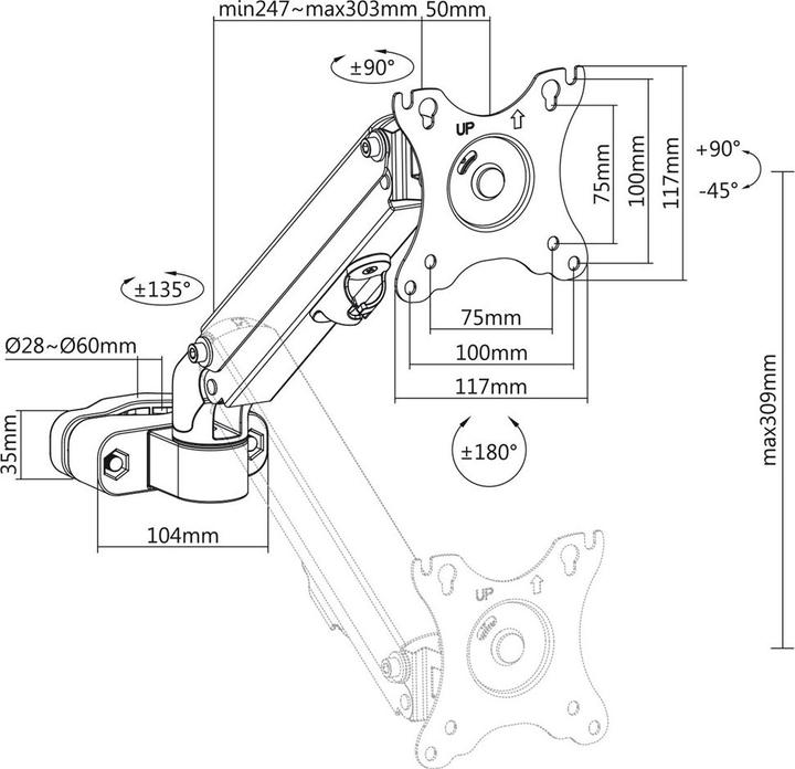 Actual product image Maclean Monitor mount on pole pipe MC-459 (Rod, 27.01", 7 kg)