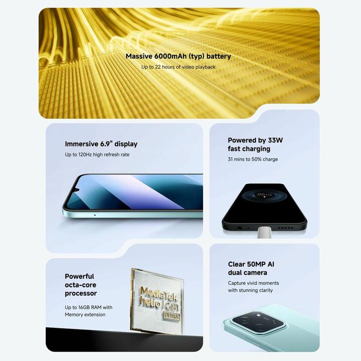 Produktbild Xiaomi Smartphone MOBILE PHONE C85/8/256GB BLACK MZB0LFYEU (256 GB, Black, 6.90", Dual SIM, 4G)