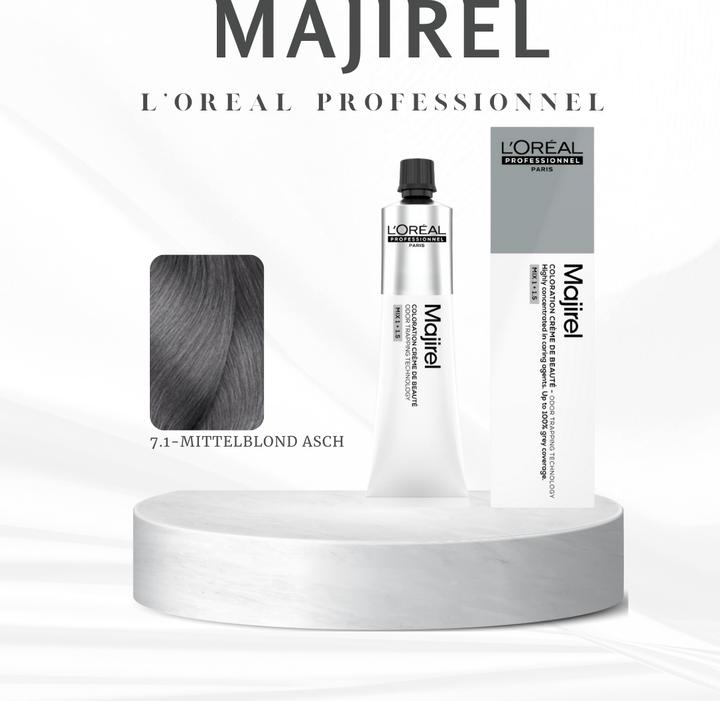 Produktbild L'Oréal Professionnel L'Oréal Majirel 7,1 Mittelblond Asch 60 ml (7,1 Mittelblond Asch)