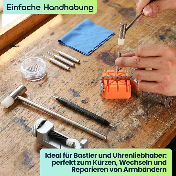 Produktbild Ideoon Profi Uhrenarmband-Reparaturset, 26-tlg.: Armbandkürzer & Bandwechsel-Werkzeug