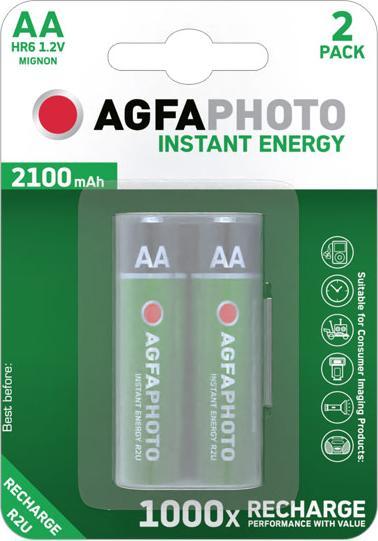 Produktbild AGFAPHOTO 1x2 Akku NiMh Mignon AA 2100 mAh Direct Energy (2 Stk., AA, 2100 mAh)