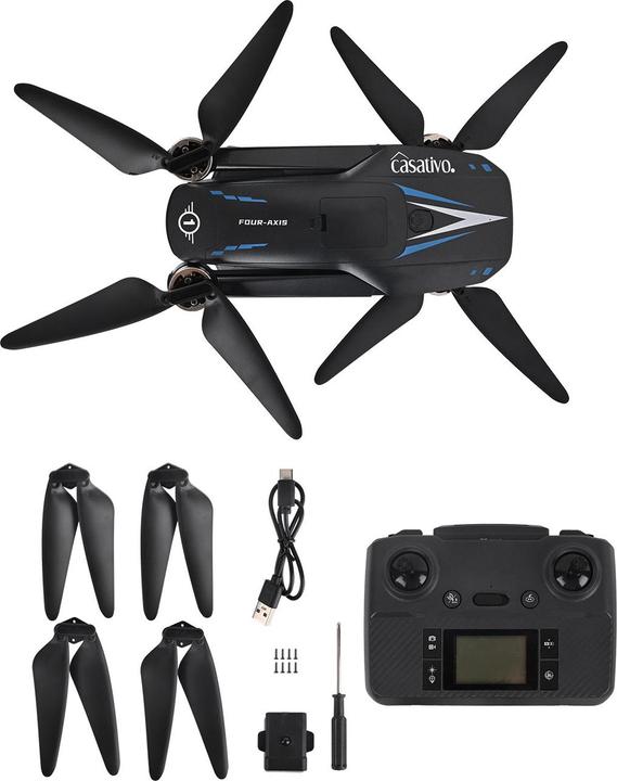 Casativo GPS-Drohne mit Full-HD-Kamera, faltbar, 800m Reichweite, inkl. Zusatzakku (25 min)