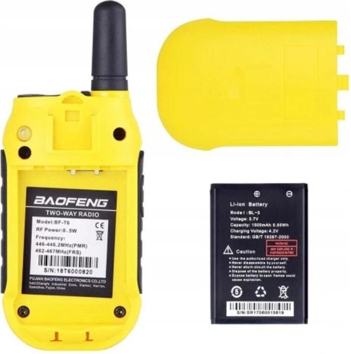 Actual product image Baofeng Walkie-Talkie BF-T6 Panda Yellow (3 km)