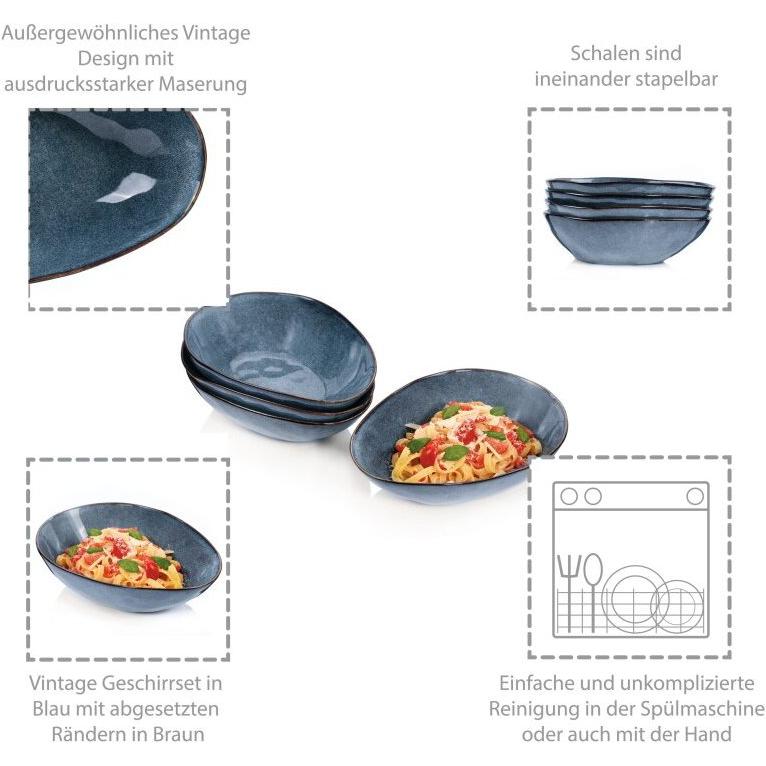 Thumbnail - Sänger Geschirr Pastaschalen Darwin, Schüssel + Schale, Blau