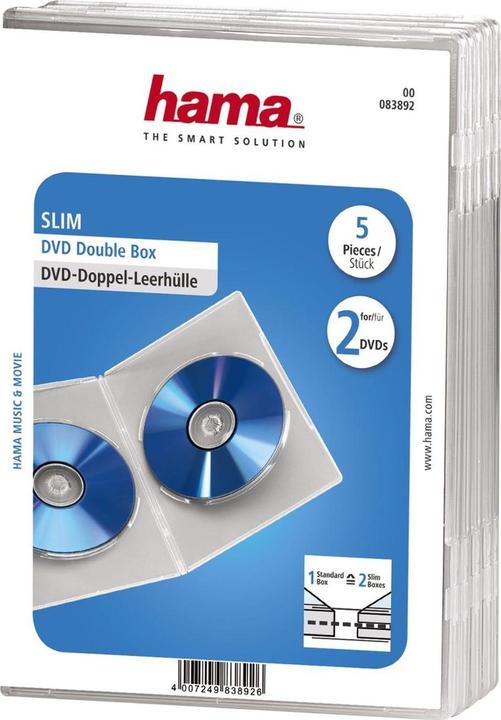 Productafbeelding Hama DVD Double Blank Sleeve Slim, Pack of 5