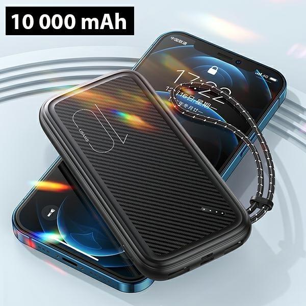 Thumbnail - Usams Powerbank PB56 10000mAh 2xUSB USB-C MicroUSB Fast Charge czarnyblack 10KCD (10000 mAh, 10 W), Powerbank, Schwarz