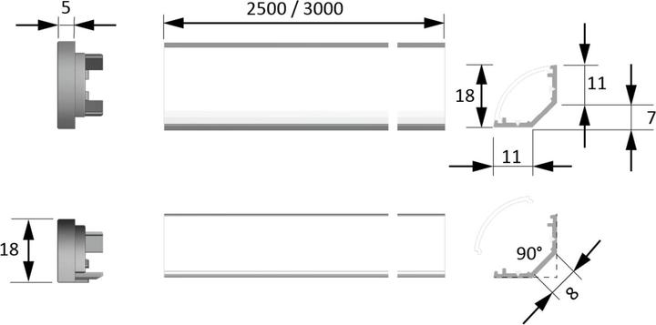 Produktbild Halemeier LED Anbauprofile ChannelLine H 45° mit Lichtblende