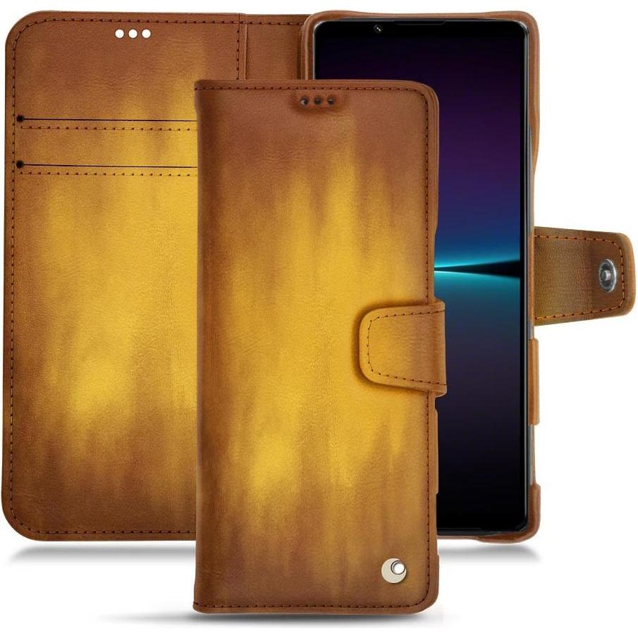 Noreve Lederschutzhülle Wallet (Sony Xperia 1 IV), Smartphone Hülle, Gold