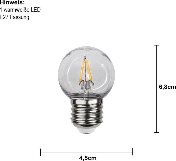 Actual product image Star Trading LED Bulb E27 G45 Outdoor Lighting PC Cover Filament (E27, 1.40 W, 120 lm, 1 x, F)