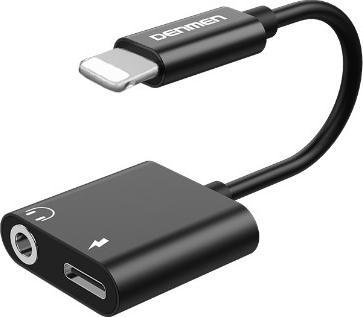 Produktbild Denmen Hf-Adapter Iphone Schwarz Audio-Buchse + Netzteil Du08 (Lightning, 3.5mm Klinke, USB-C)