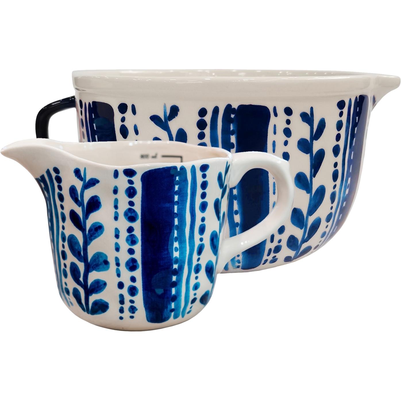 neuetischkultur Set Rührschüssel und Messbecher, Schüssel + Schale, Blau, Weiss