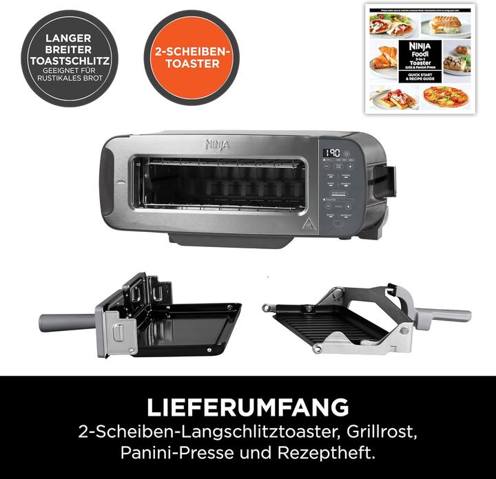 Image du produit Ninja 3-in-1 Multifunctionele Toaster, Grillplaat en Panini Maker - 7 Roosterstanden - RVS - ST202EU