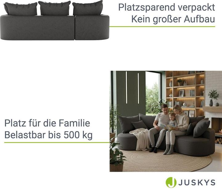 Produktbild Juskys Sofa Tirano mit Ottomane links - Samt Dunkelgrau (2-Sitzer)