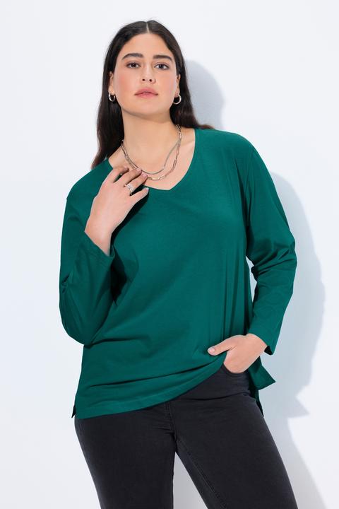 Produktbild Ulla Popken Shirt, V-Ausschnitt, Relaxed, Langarm (62)