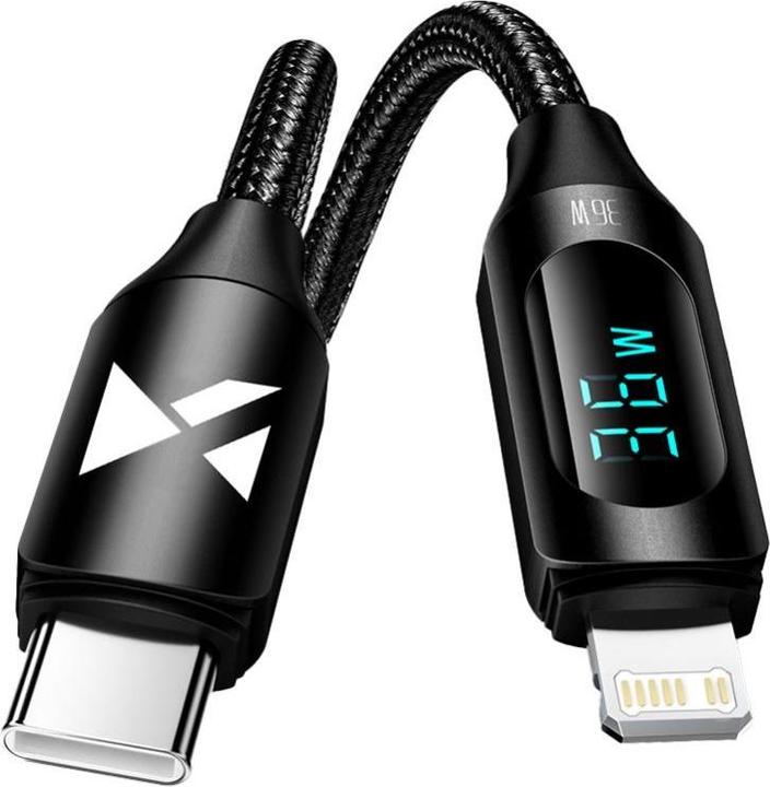 Image du produit Wozinsky Câble USB-C - Lightning WUCLC2 avec écran LED 36W 2m - Noir (2 m, USB 2.0, 36 W)