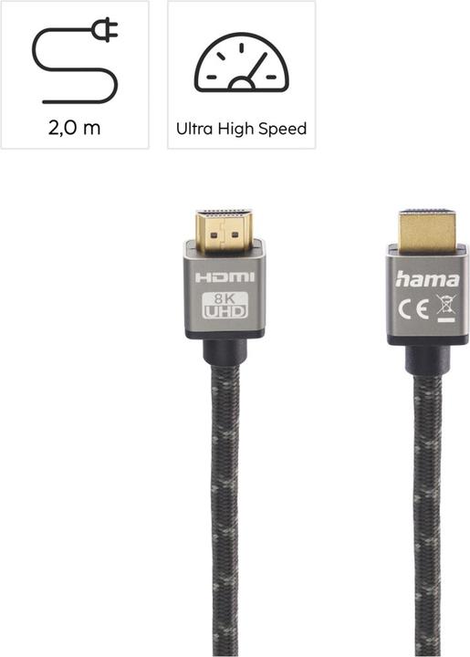 Produktbild Hama HDMI Typ A — HDMI Typ A (2 m, HDMI, 2.1)