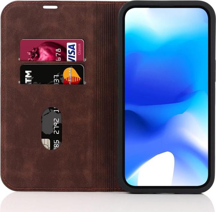 Actual product image Cover-Discount iPhone 15 Plus - MagSafe Flip Case RFID dark brown (Apple iPhone 15 Plus)