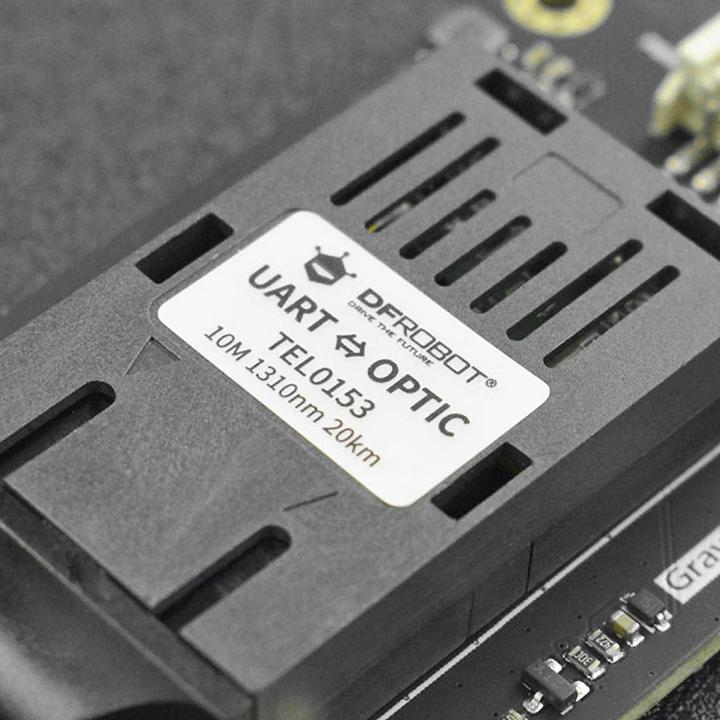 Actual product image DFRobot Gravity UART fibre optic transceiver module