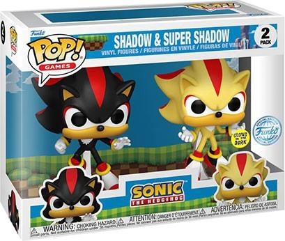 Actual product image Funko POP! 2-Pack Sonic the Hedgehog Shadow & Super Shadow Exclusive Phosphorescente