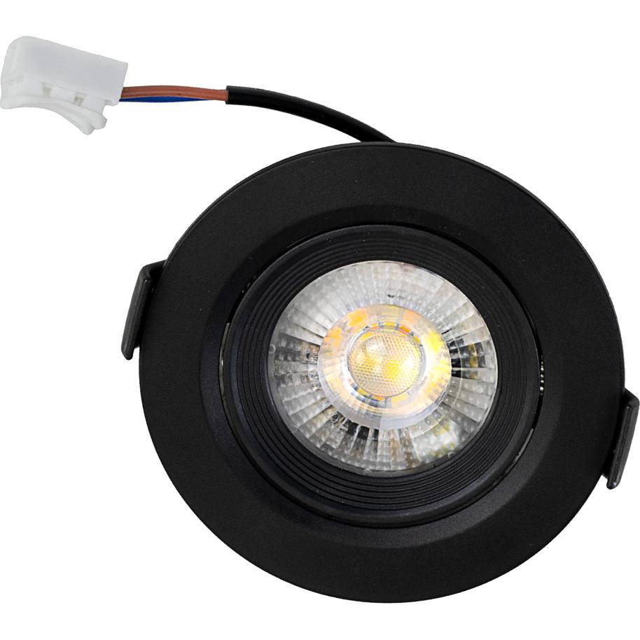 Luxula, Applique + Plafoniera, LED Downlight, schwenkbar, in Schwarz, 5 W, 450 lm, 3000 K (warmweiss), 38°, Einbaustrahler (450 lm)