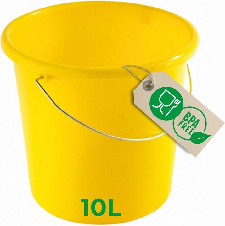 Novaliv Eimer 10L Gelb mit Masseinteilung - Putzeimer 10 Liter? 28,5 cm Praktischer Allrounder mit S (1 pcs.)