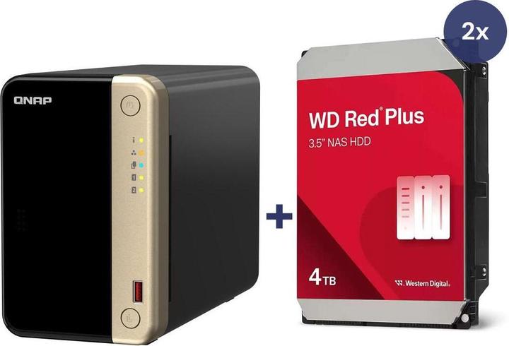 Productafbeelding QNAP NAS TS-264-8G 2bay incl. 8TB (2x 4TB WD RED) (2 x 4 TB, WD Rood)