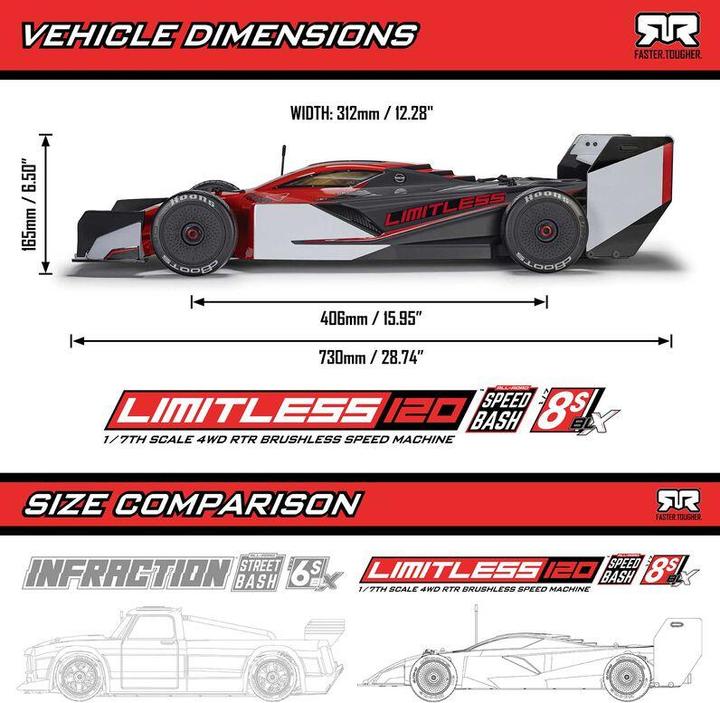Image du produit Arrma Formel 1 Limitless 8s ARTR 1:7 - Blau / Weiss (Presque prêt à être conduite)