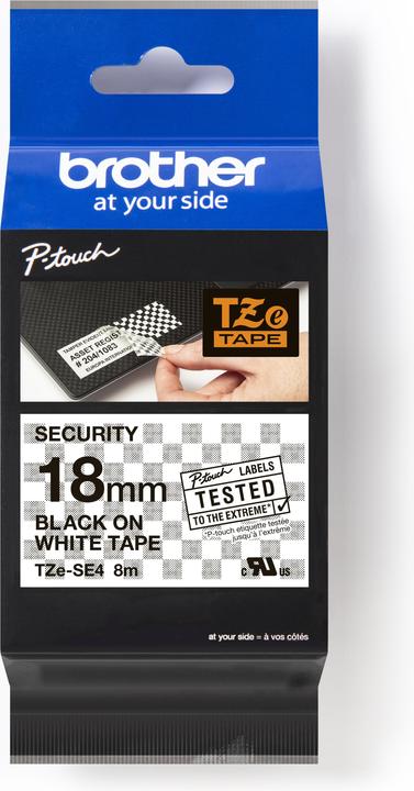 Actual product image Brother TZe-SE4 (1.80 cm, White, Black)