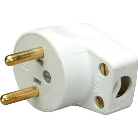 Thumbnail - LK Stecker Typ 90Winkel rund ohne Erde16A 250V weiss, Elektronikkabel + Stecker, Weiss