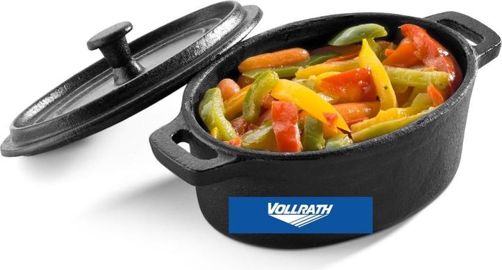 Produktbild Vollrath MINI Pfanne oval hoch m.Deckel Gusseisen 12.5x9.3cm h:7.5cm