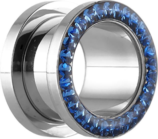 Immagine prodotto Star Piercing Tunnel di carne lucidato a specchio con strato protettivo blu cristallo ed epossidico (Acciaio chirurgico 316L, senza ottone)