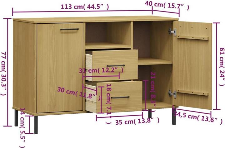 Produktbild vidaXL Sideboard (113 x 40 x 77 cm)