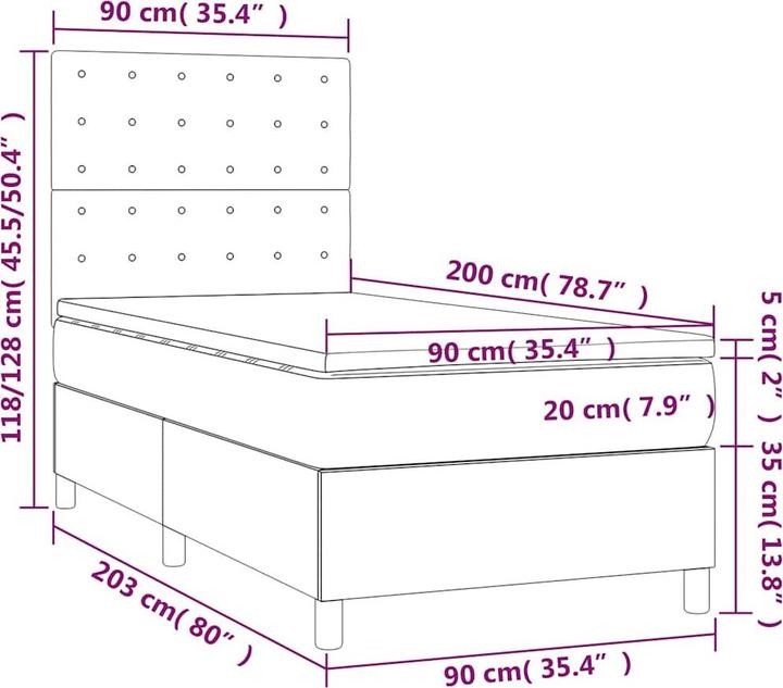 Image du produit vidaXL Boxspringbett (90 x 200 cm)