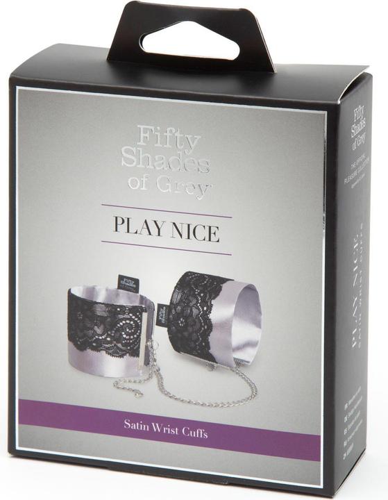 Actual product image Fifty Shades of Grey Play Nice Satin & Lace Wrist Cuffs - Black
