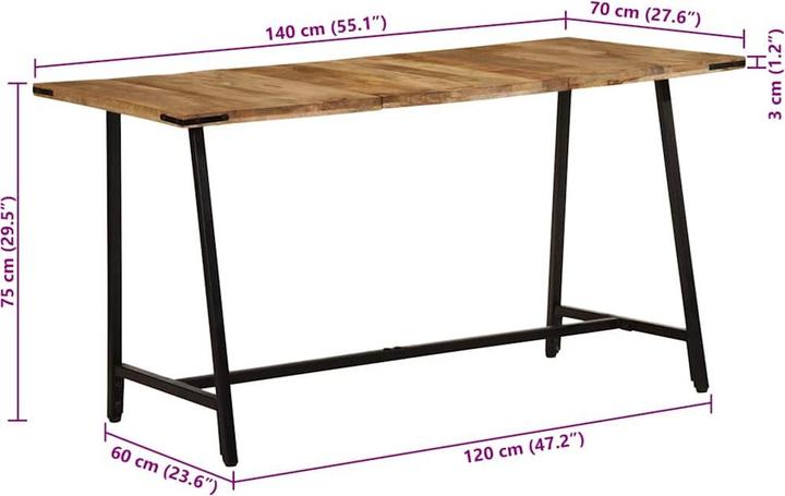 Actual product image vidaXL Esstisch (140 x 70 x 75 cm)