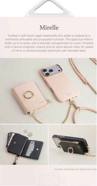 Actual product image Uniq Magnetic Wallet set + hand strap Coehl Mirelle MagSafe pink