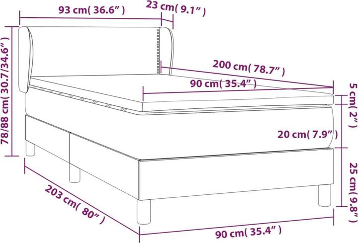 Produktbild vidaXL Boxspringbett (90 x 200 cm)