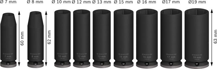 Produktbild Bosch Professional Zubehör Pro Impact (19 mm, 12 mm, 16 mm, 10 mm, 7 mm, 17 mm, 15 mm, 8 mm, 13 mm)
